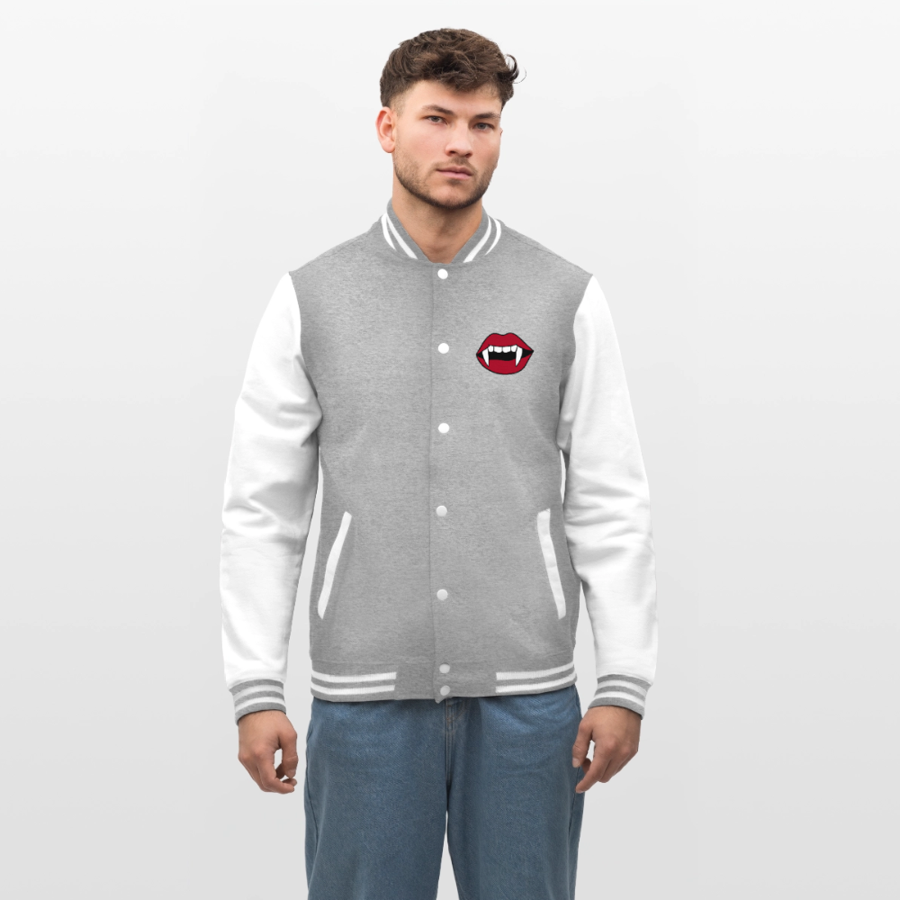 College Sweat JacketManga Vampir, weiche Collegejacke in Premium-Qualität - heather grey/white