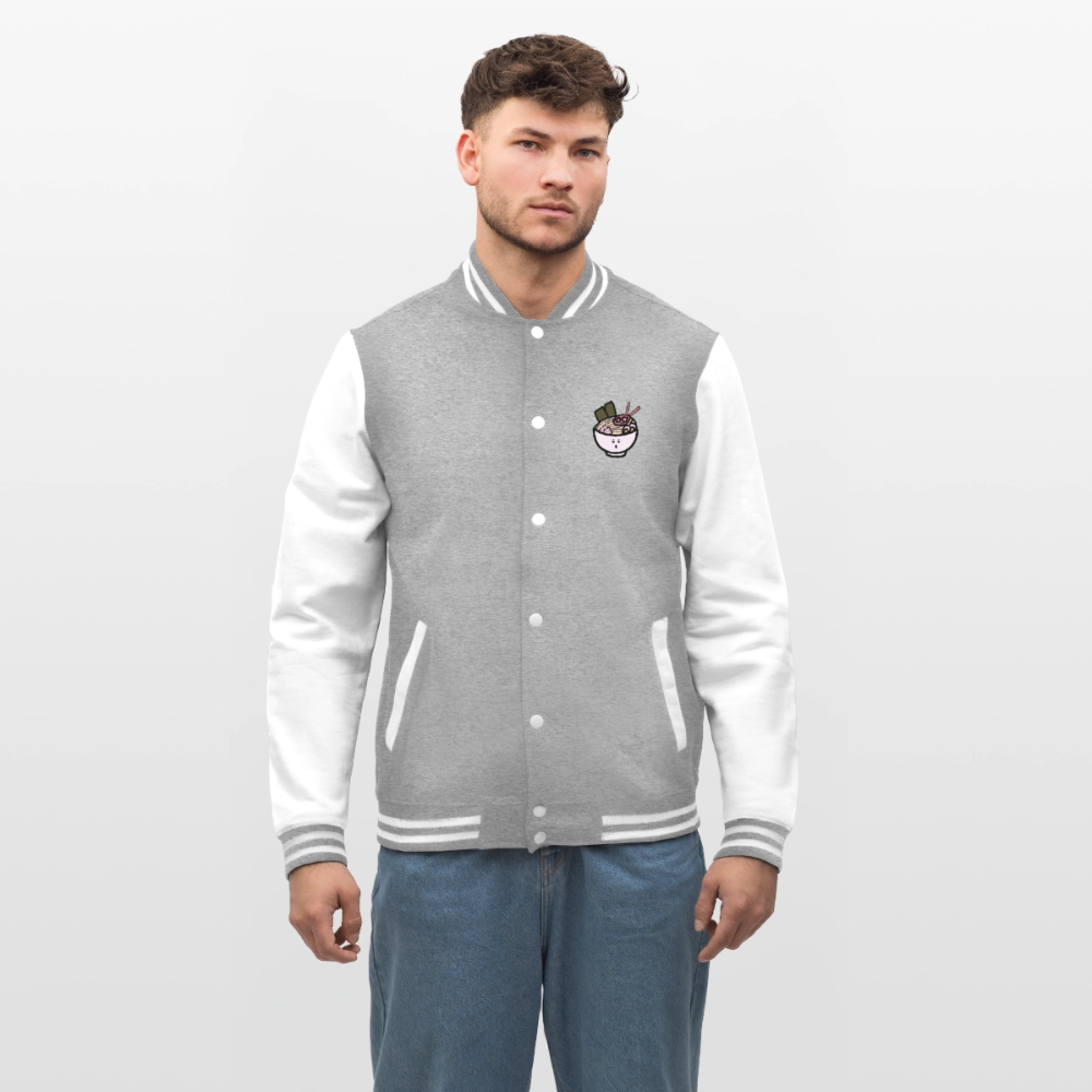 Panda Ramen, Collegejacke aus hochwertigem Baumwollmix - heather grey/white