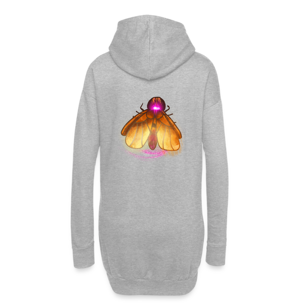 Leuchtkäfer, gemütliches Hoodie-Kleid in Premium-Qualität - heather grey