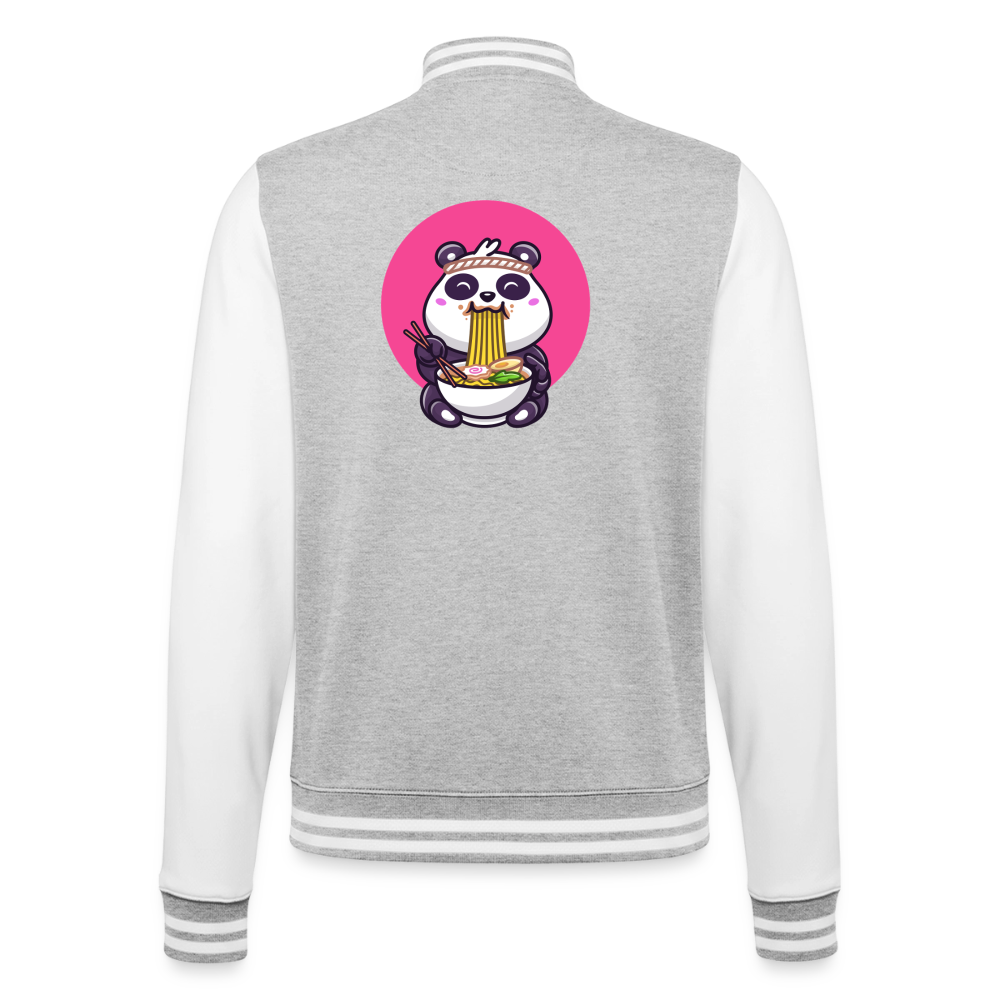 Panda Ramen, Collegejacke aus hochwertigem Baumwollmix - heather grey/white