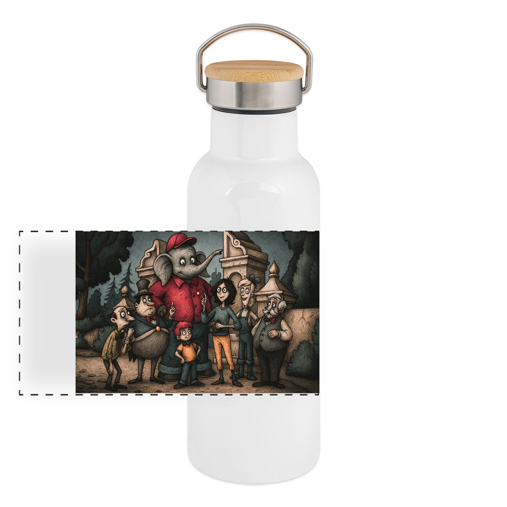 KindheitsheldenThermoflasche, Trinkflasche aus Edelstahl mit Bambus-Verschluss in  400ml, 500 ml oder 750ml - white