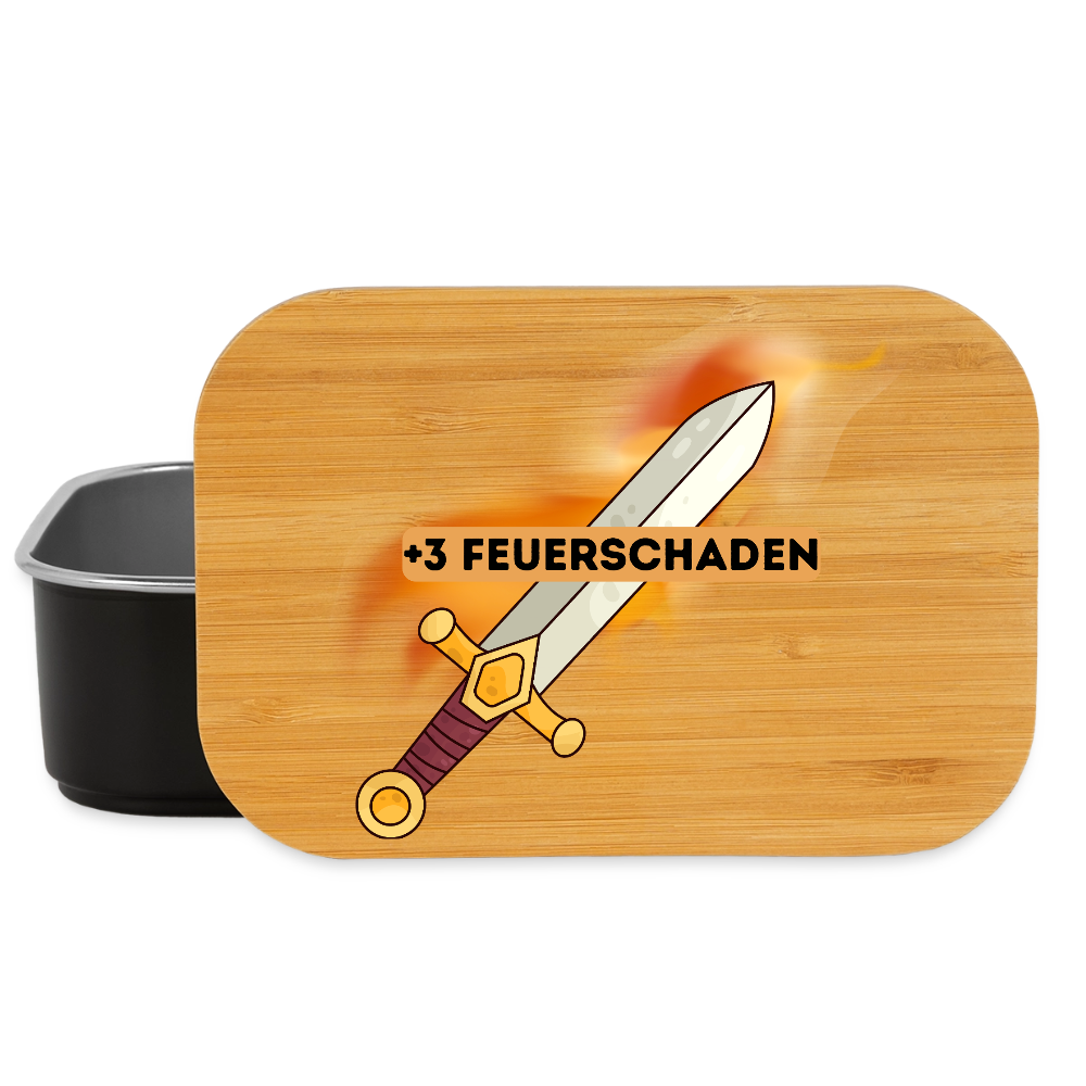 +3 Feuerschaden/Rollenspiel, Lunchbox aus Metall mit Holzdeckel, Brotdose - black