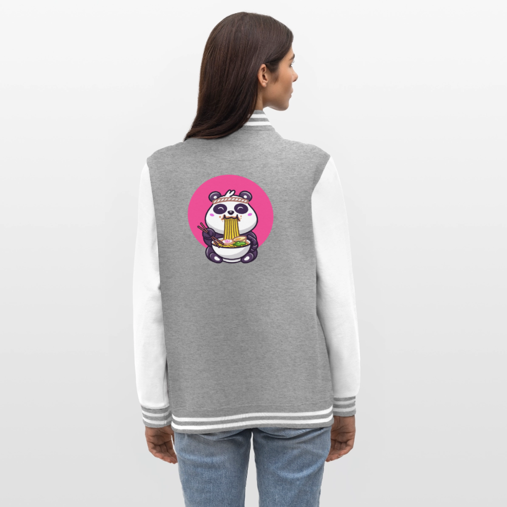 Panda Ramen, Collegejacke aus hochwertigem Baumwollmix - heather grey/white
