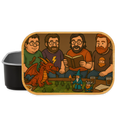 Rollenspiel/RPG,Lunchbox aus Metall mit Holzdeckel, Brotdose - black