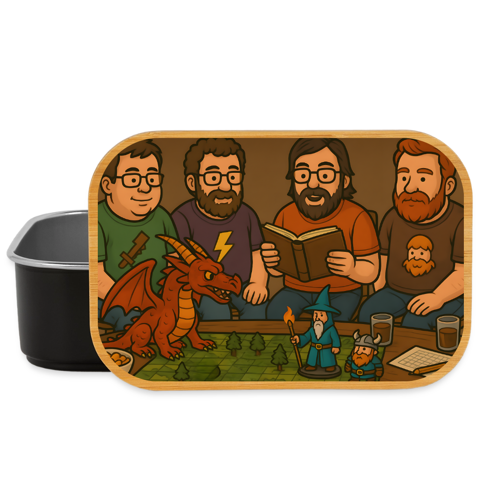 Rollenspiel/RPG,Lunchbox aus Metall mit Holzdeckel, Brotdose - black