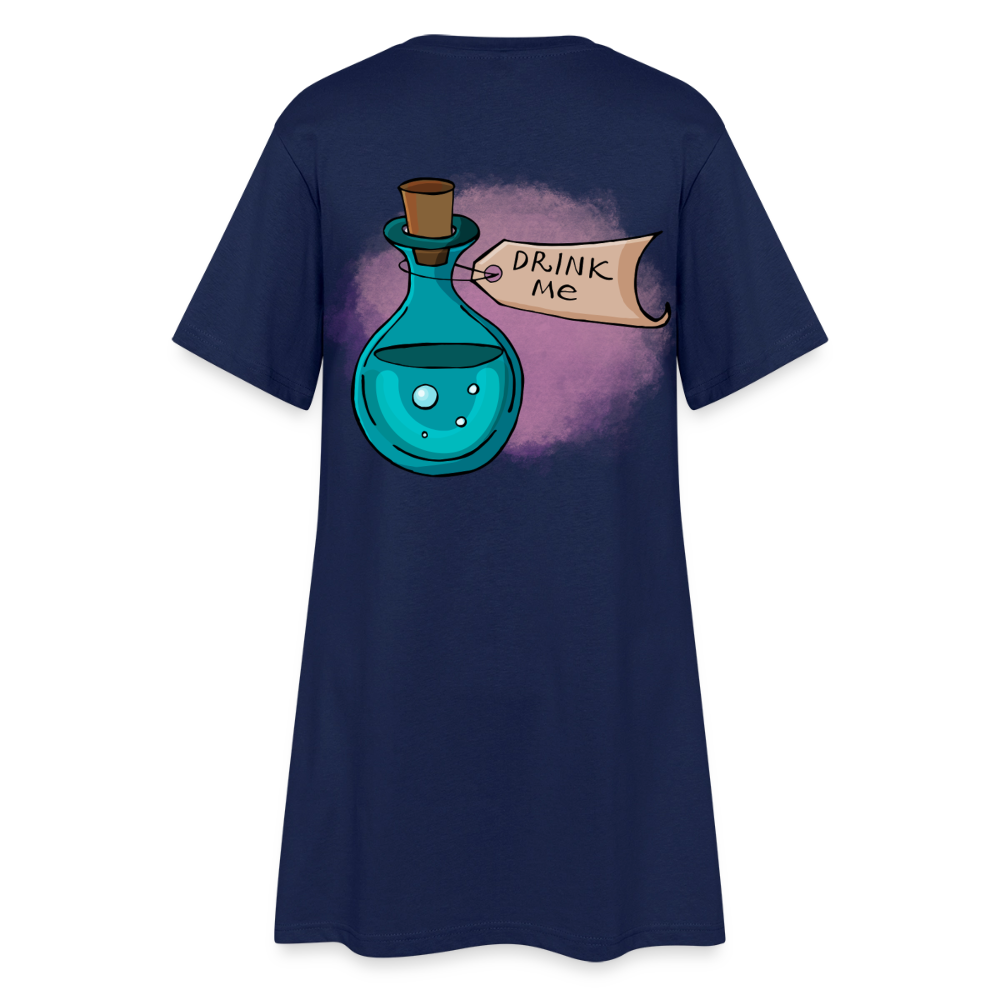 "Drink me" inspiriert von Alice im Wunderland, weiches Kleid aus T-Shirtstoff - light navy