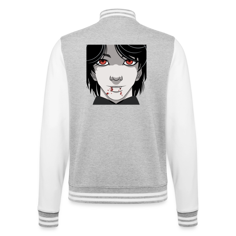 College Sweat JacketManga Vampir, weiche Collegejacke in Premium-Qualität - heather grey/white