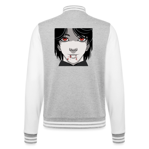 College Sweat JacketManga Vampir, weiche Collegejacke in Premium-Qualität - heather grey/white