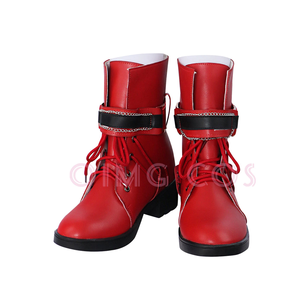 Fantasy Cosplay Stiefel aus Kunstleder, rot