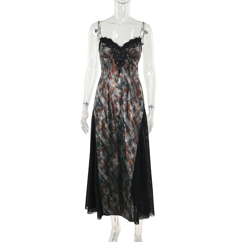 Gothic Jacquard Midikleid in Dunkelgrün