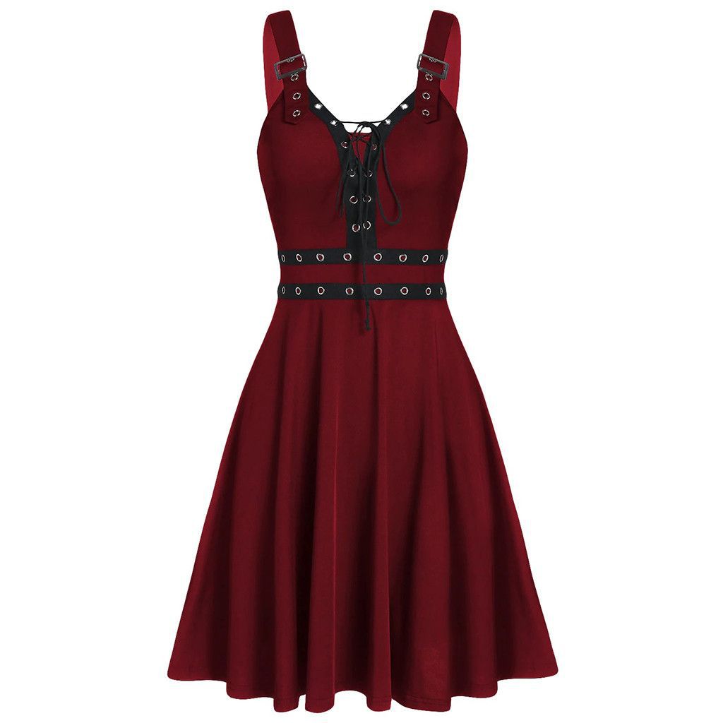 Gothic Punk Slip Dress mit Schnürdetails