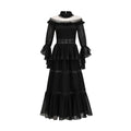 Elegantes Gothic Maxikleid mit Trompetenärmeln