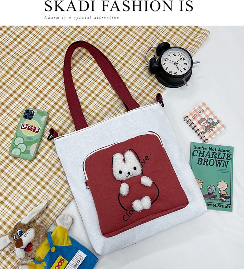 Katzen Tote Bag mit Plüsch Anhänger