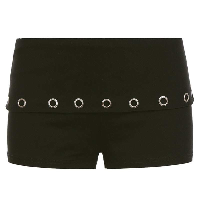 Punk Gothic Shorts mit Ösendetails