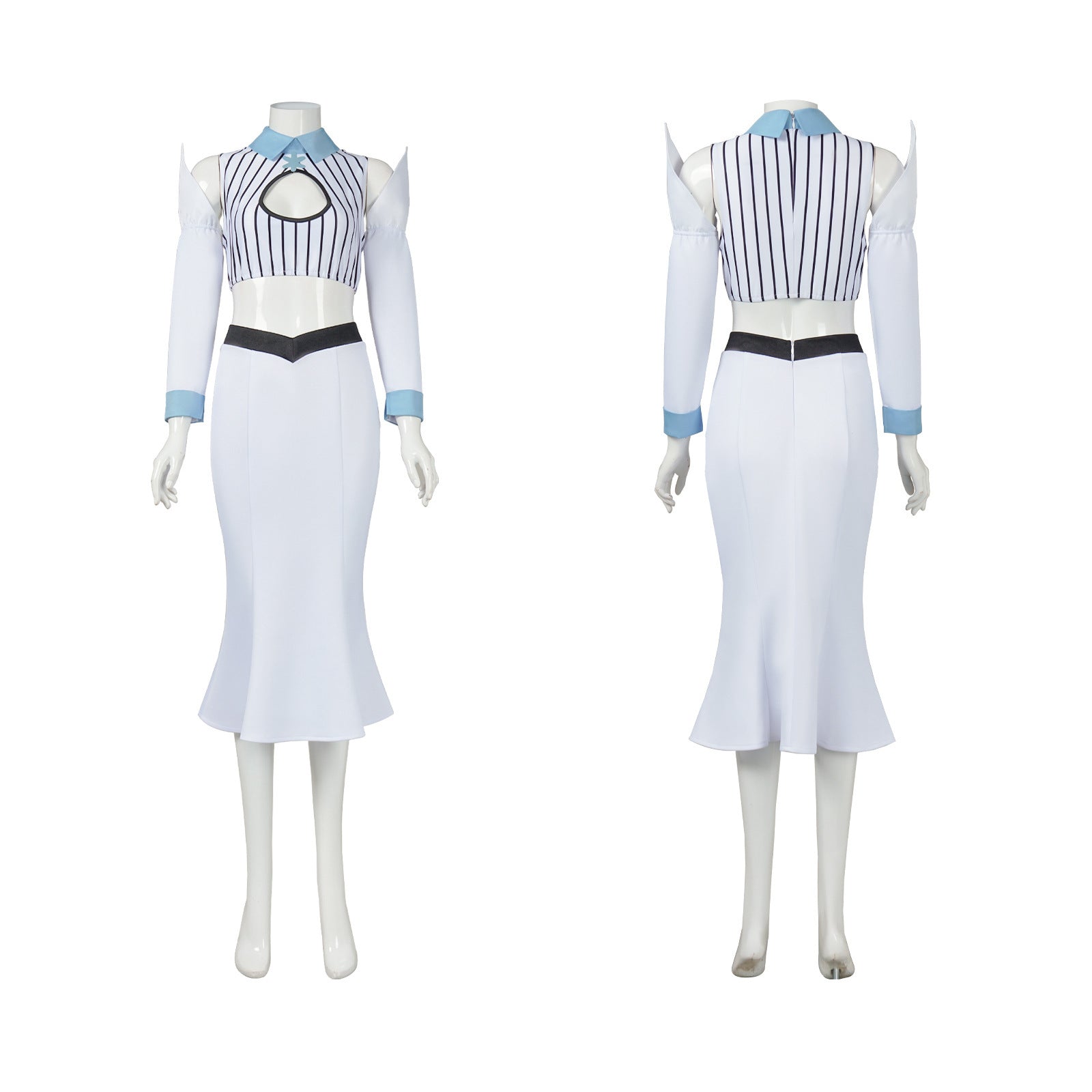 Weiße Fantasy Cosplay Uniform mit Rock