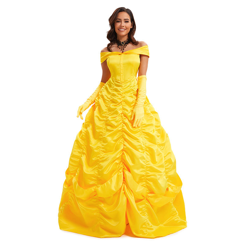 Märchenprinzessin Cosplay Kleid in Goldgelb