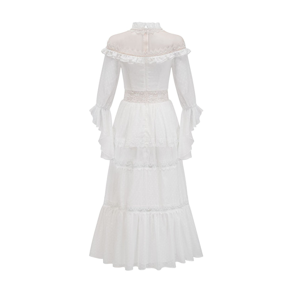 Elegantes Gothic Maxikleid mit Trompetenärmeln