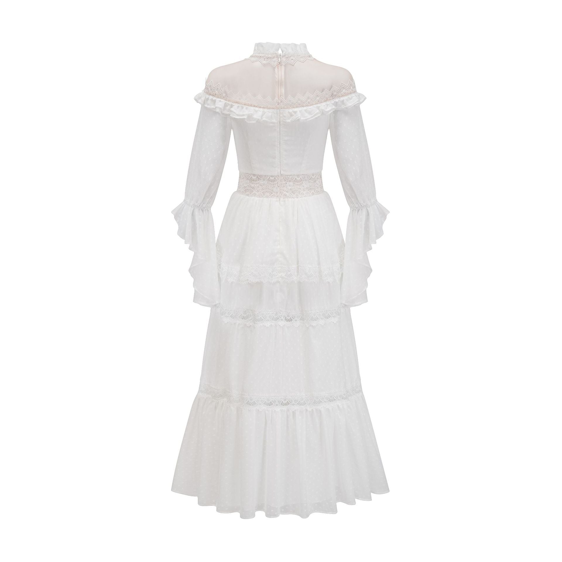 Elegantes Gothic Maxikleid mit Trompetenärmeln