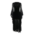 Gothic Samtkleid mit Spitze und Fledermausärmeln