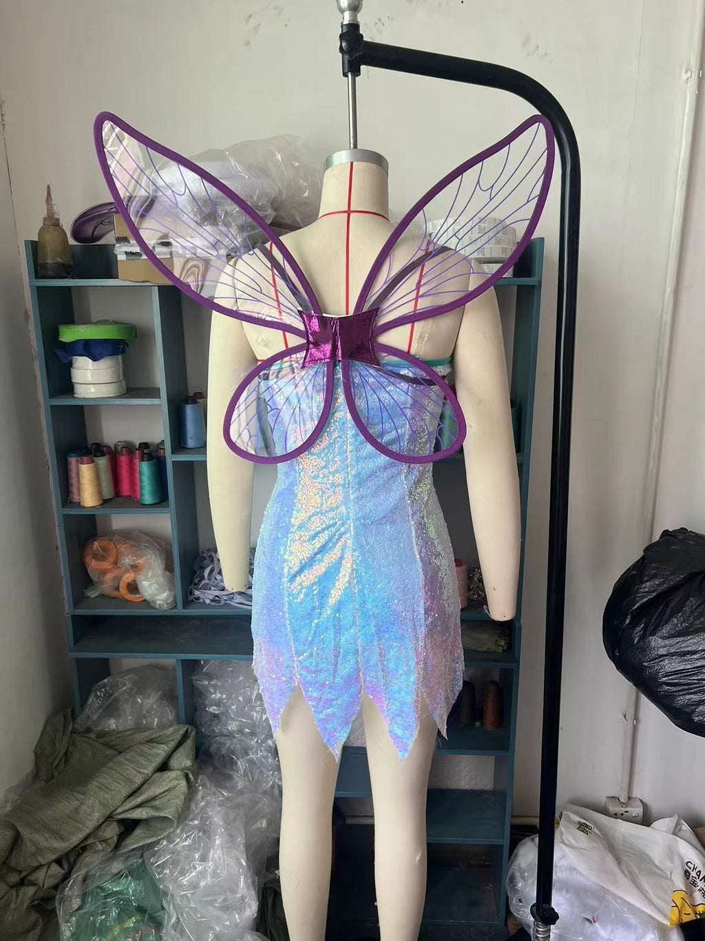 Feenprinzessin Cosplay Kostüm mit Flügeln