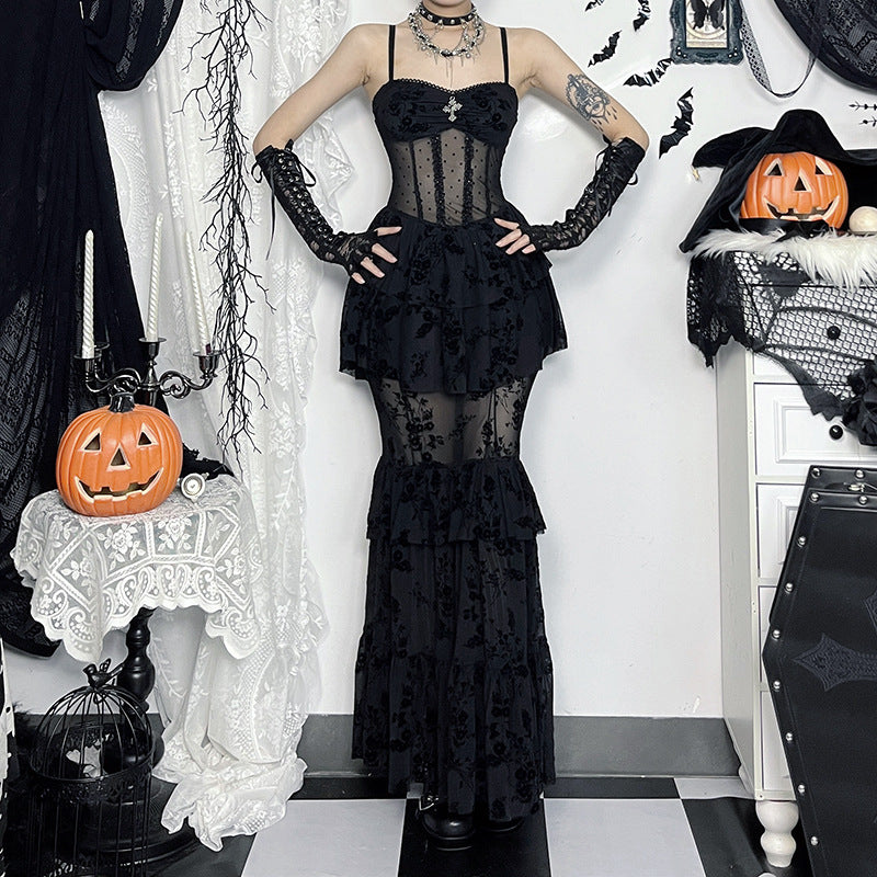 Gothic Chiffon Maxikleid