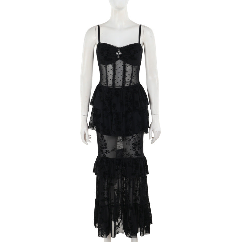 Gothic Chiffon Maxikleid