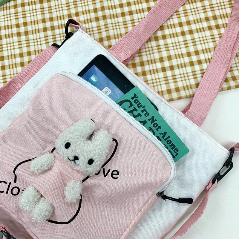 Katzen Tote Bag mit Plüsch Anhänger