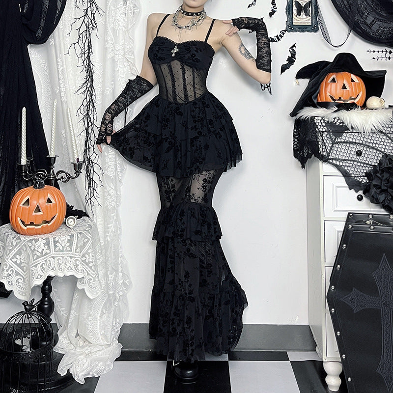 Gothic Chiffon Maxikleid