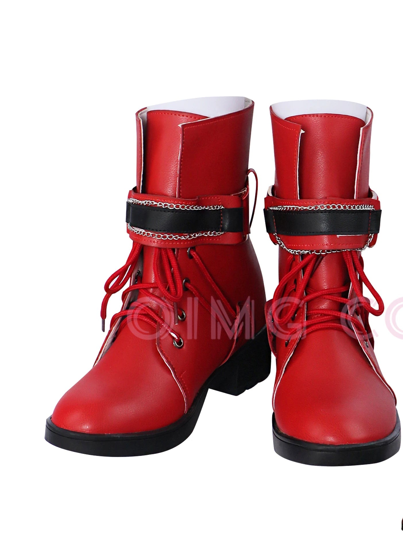 Fantasy Cosplay Stiefel aus Kunstleder, rot