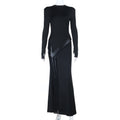 Gothic Maxikleid mit Stehkragen und Schulterpolstern