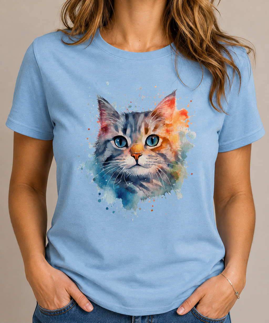 Getigerte Katze im Aquarellstil - Heavy Cotton T-Shirt