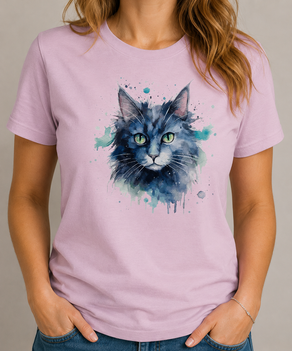 Graue Katze im Aquarellstil - Heavy Cotton T-Shirt
