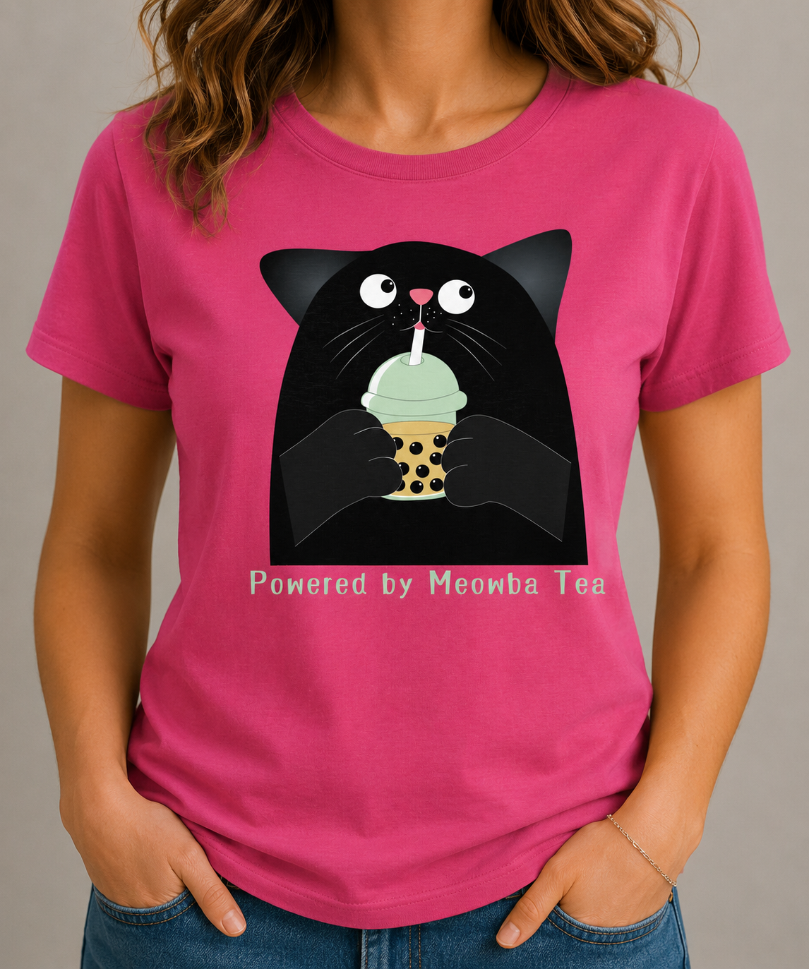 Powered by Meowba Tea - Heavy Cotton T-Shirt