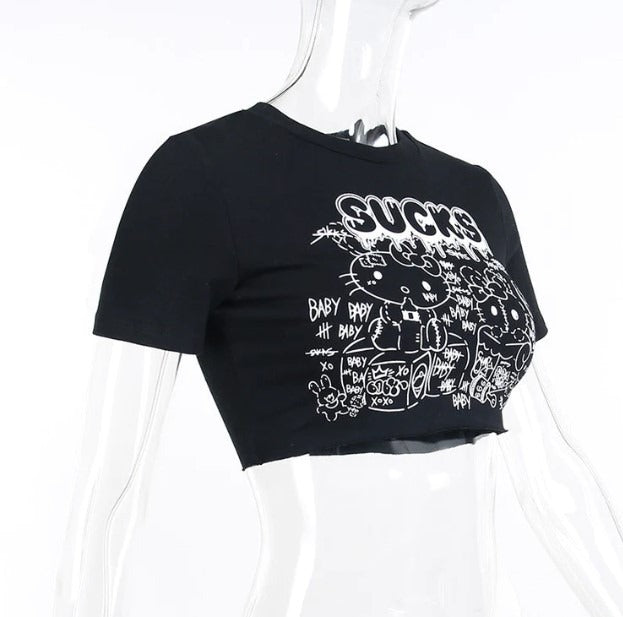 Gothic Kitty Crop Top