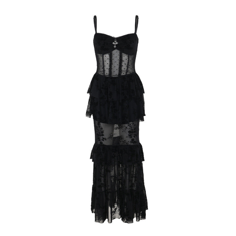 Gothic Chiffon Maxikleid