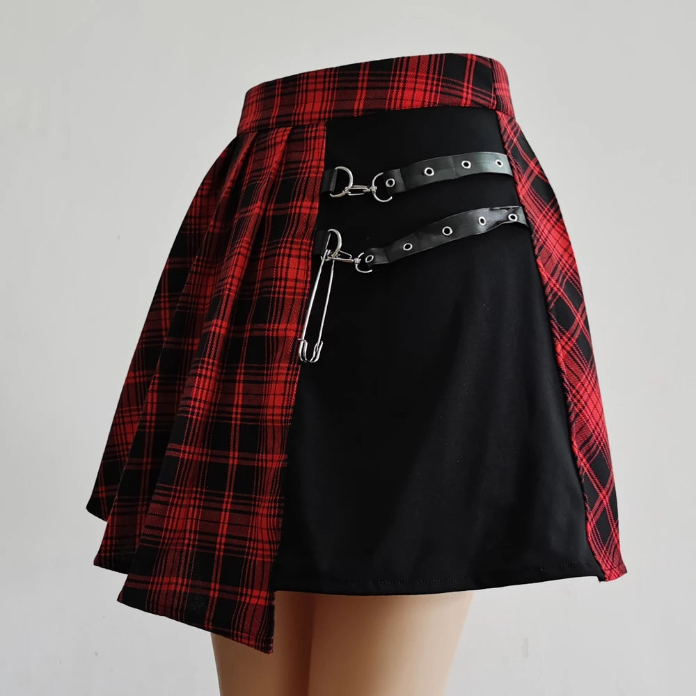 Gothic Karierter Faltenrock