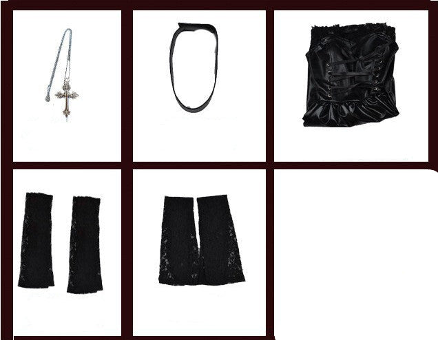 Gothic Idol Cosplay Kostüm mit Perücke