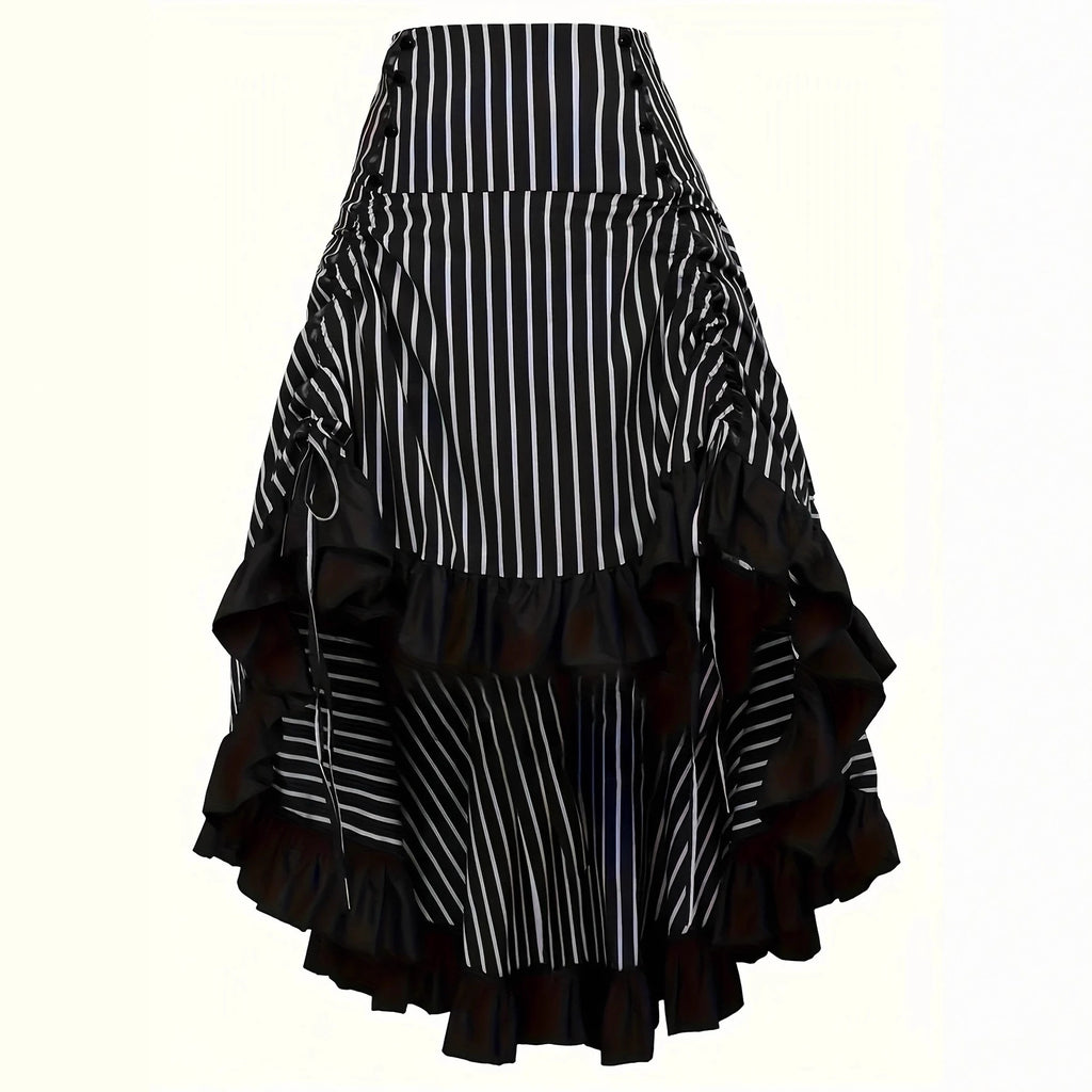 Gothic Vintage Rock mit asymmetrischem Volantsaum