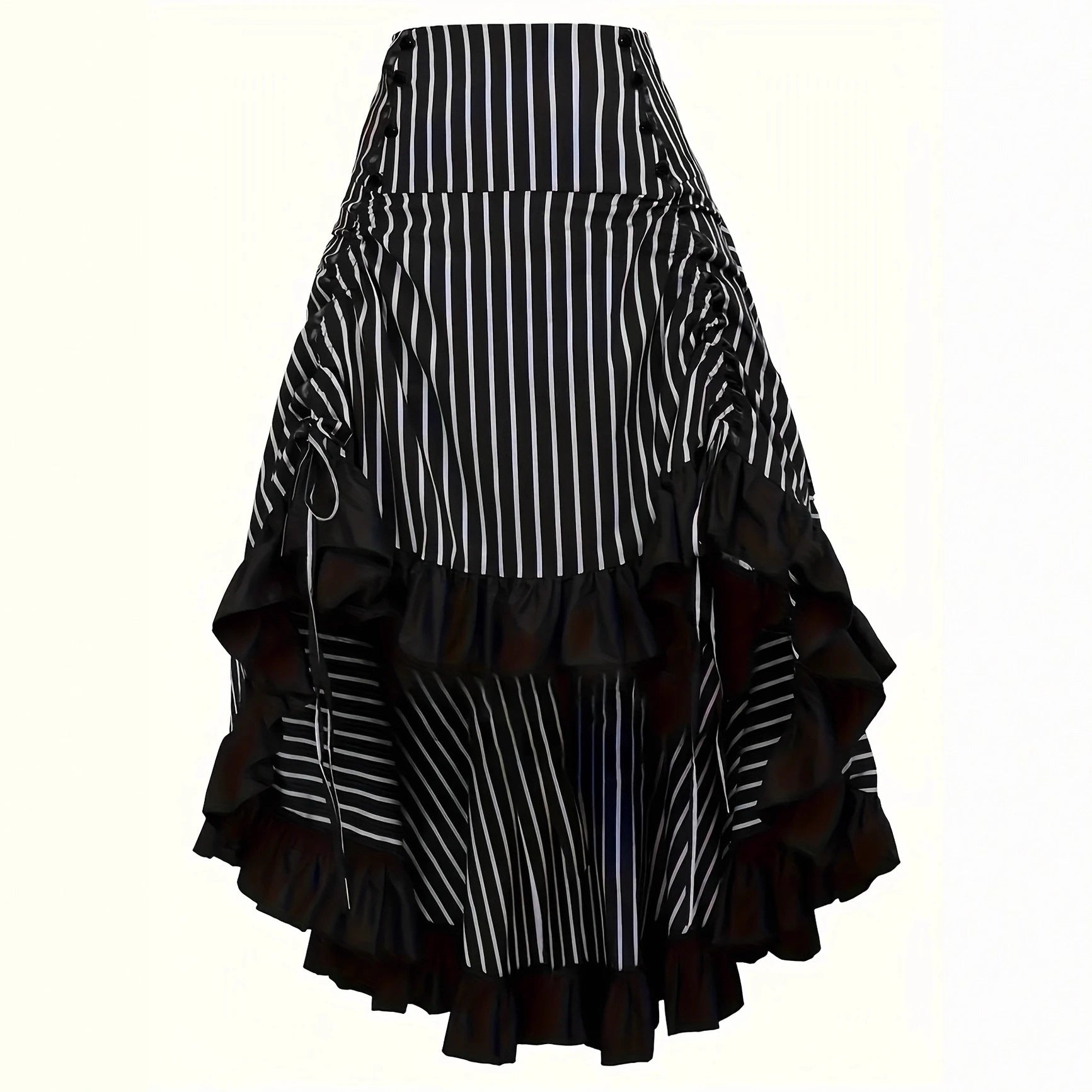 Gothic Vintage Rock mit asymmetrischem Volantsaum