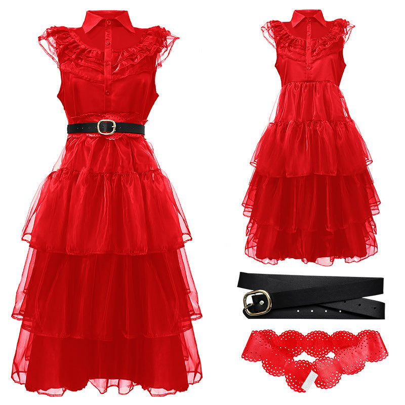 Gothic Ballkleid Cosplay Kostüm in Rot