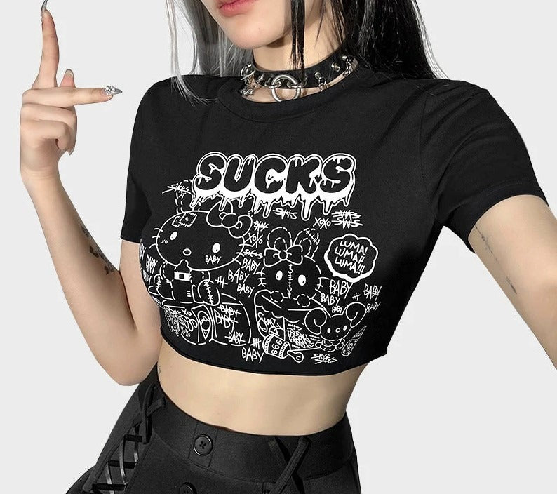 Gothic Kitty Crop Top