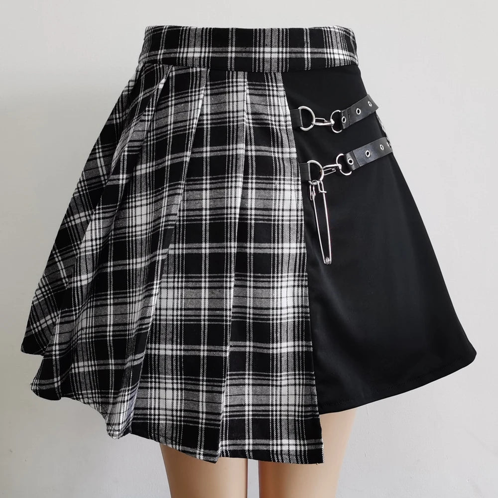 Gothic Karierter Faltenrock