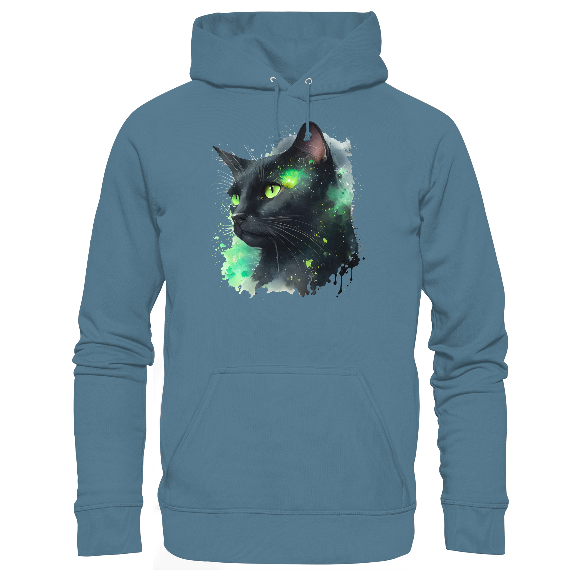 Schwarze Katze im Aquarellstil - Basic Unisex Hoodie