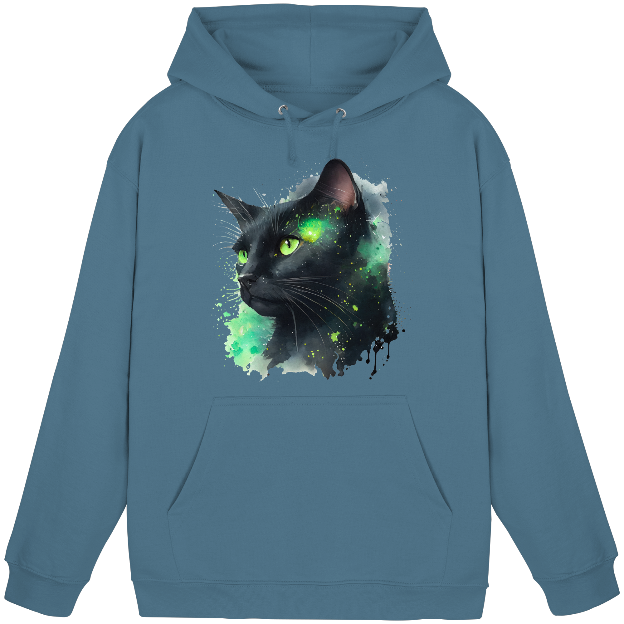 Schwarze Katze im Aquarellstil - Basic Unisex Hoodie