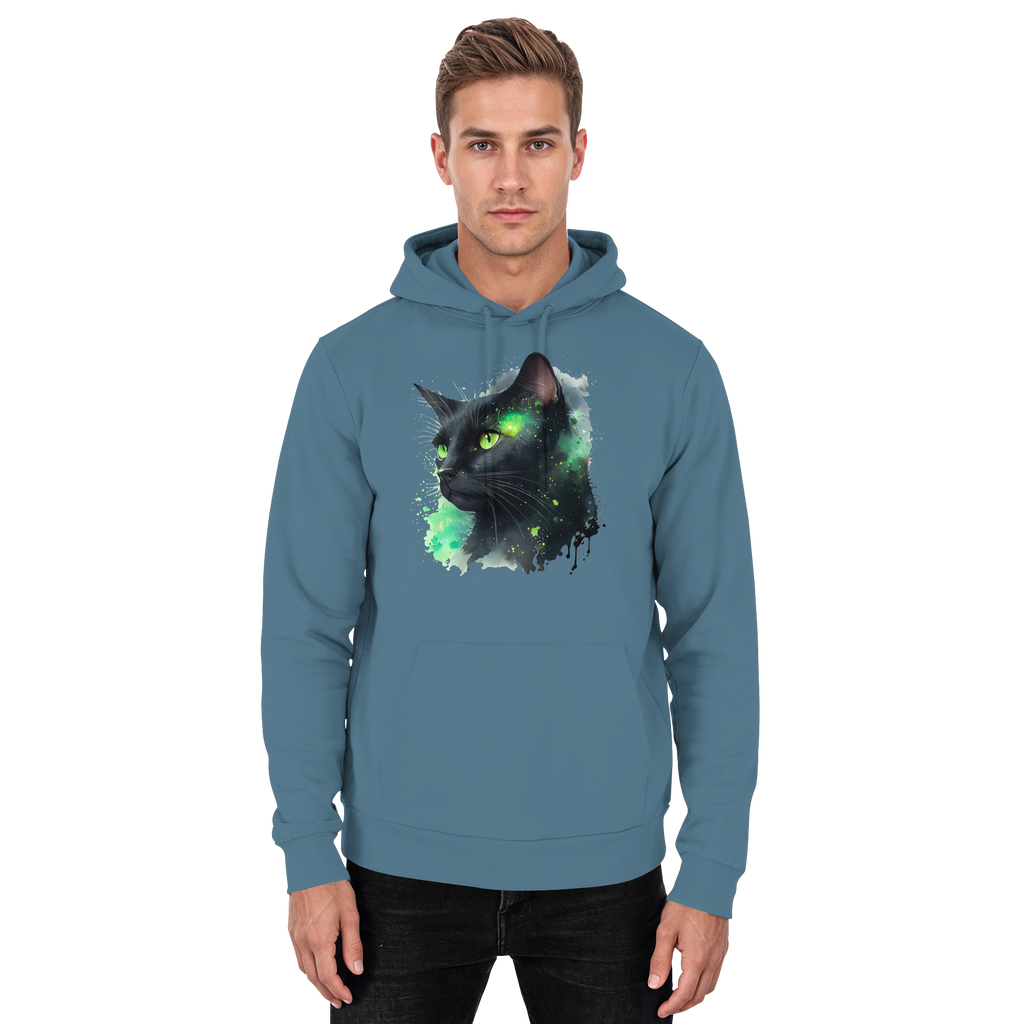 Schwarze Katze im Aquarellstil - Basic Unisex Hoodie
