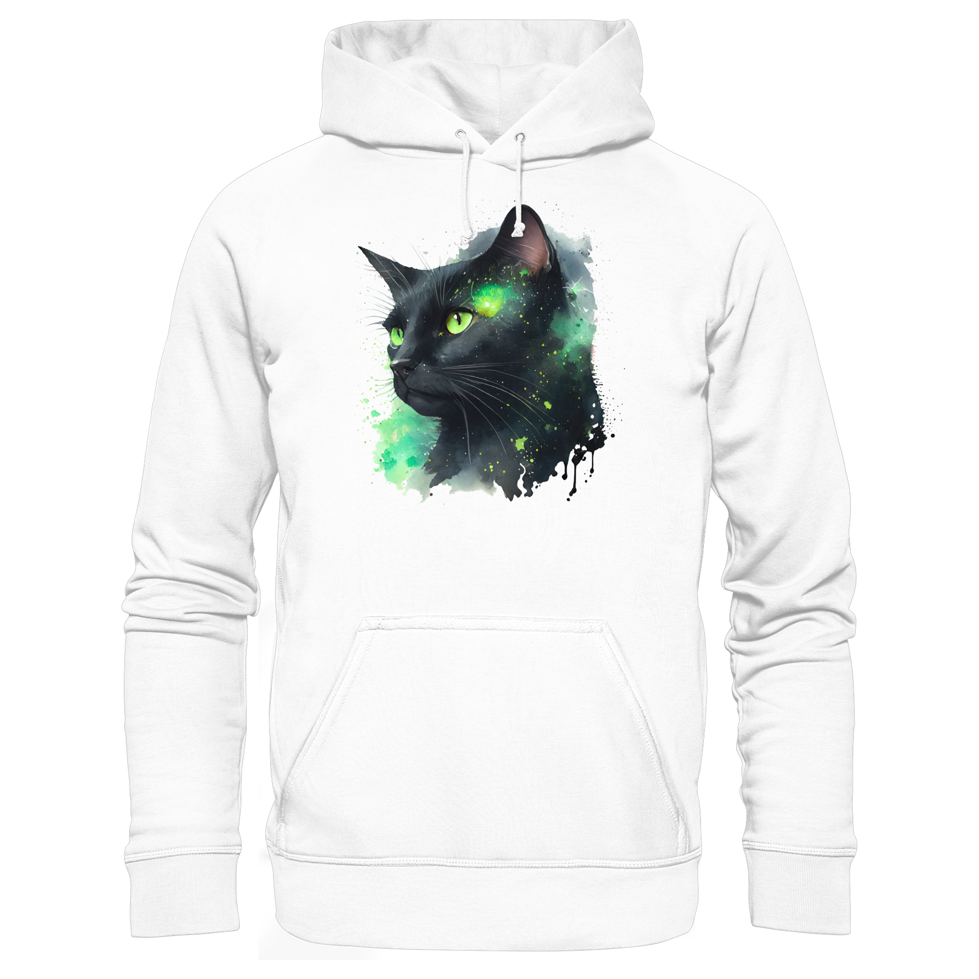 Schwarze Katze im Aquarellstil - Basic Unisex Hoodie