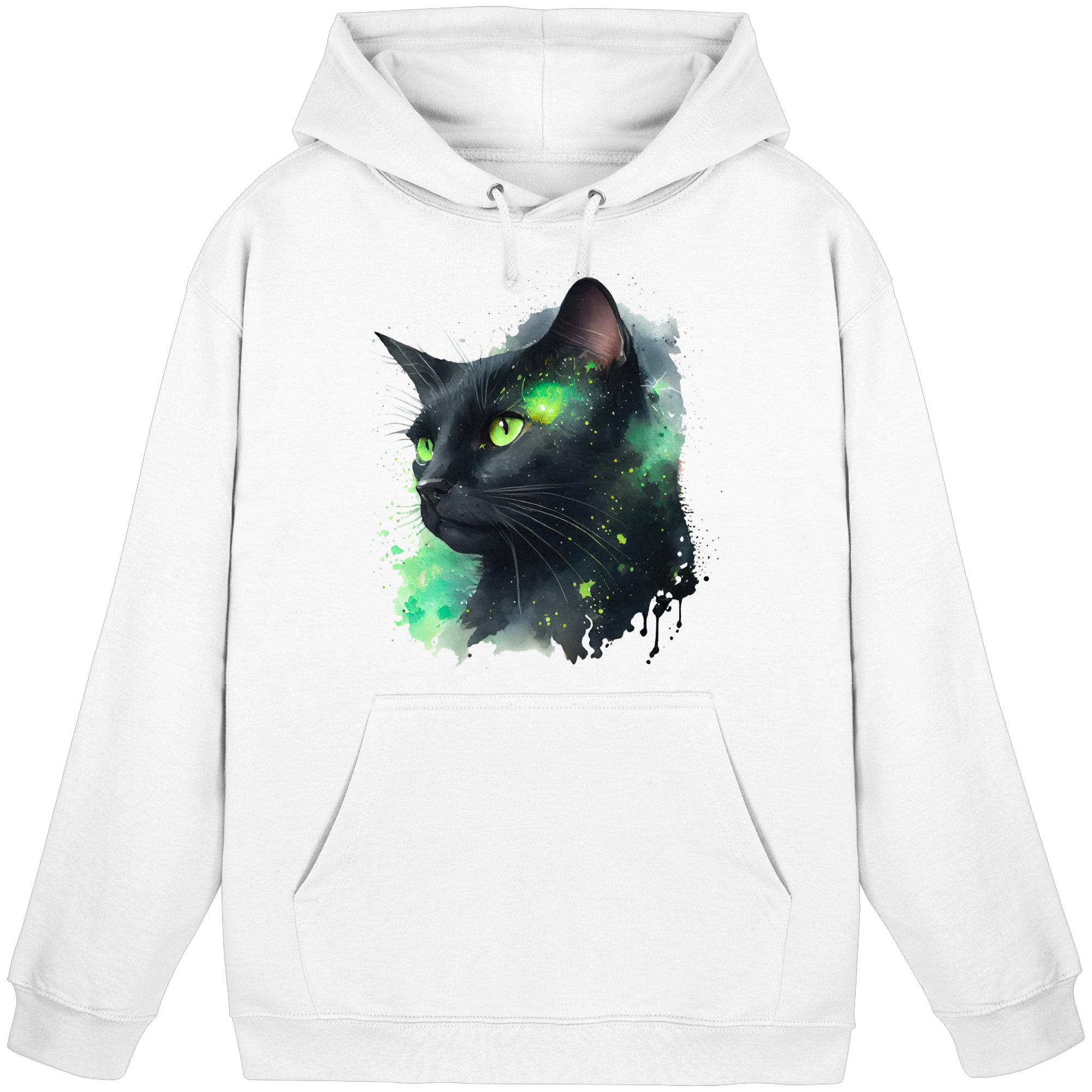 Schwarze Katze im Aquarellstil - Basic Unisex Hoodie