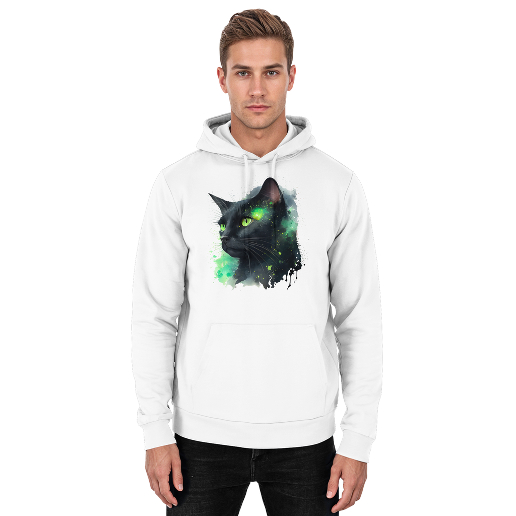 Schwarze Katze im Aquarellstil - Basic Unisex Hoodie