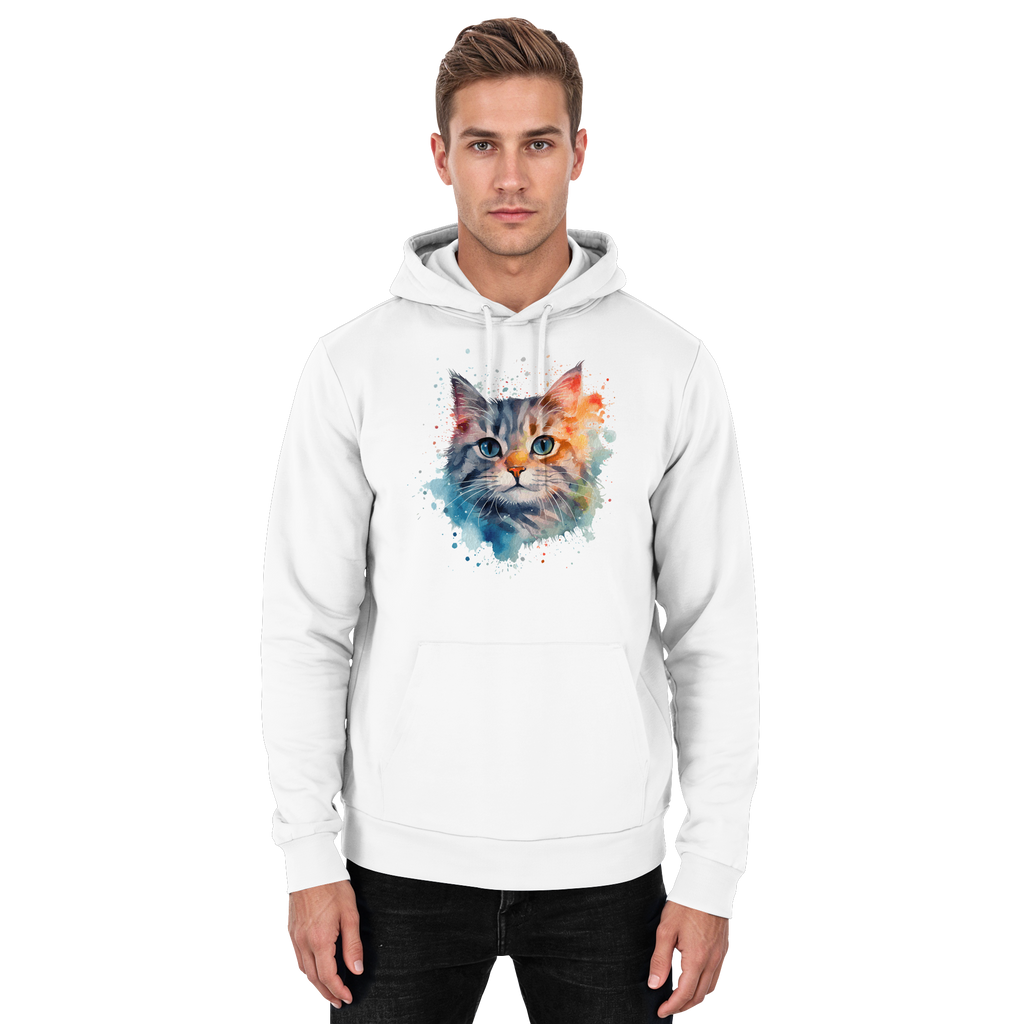 Getigerte Katze im Aquarellstil - Basic Unisex Hoodie