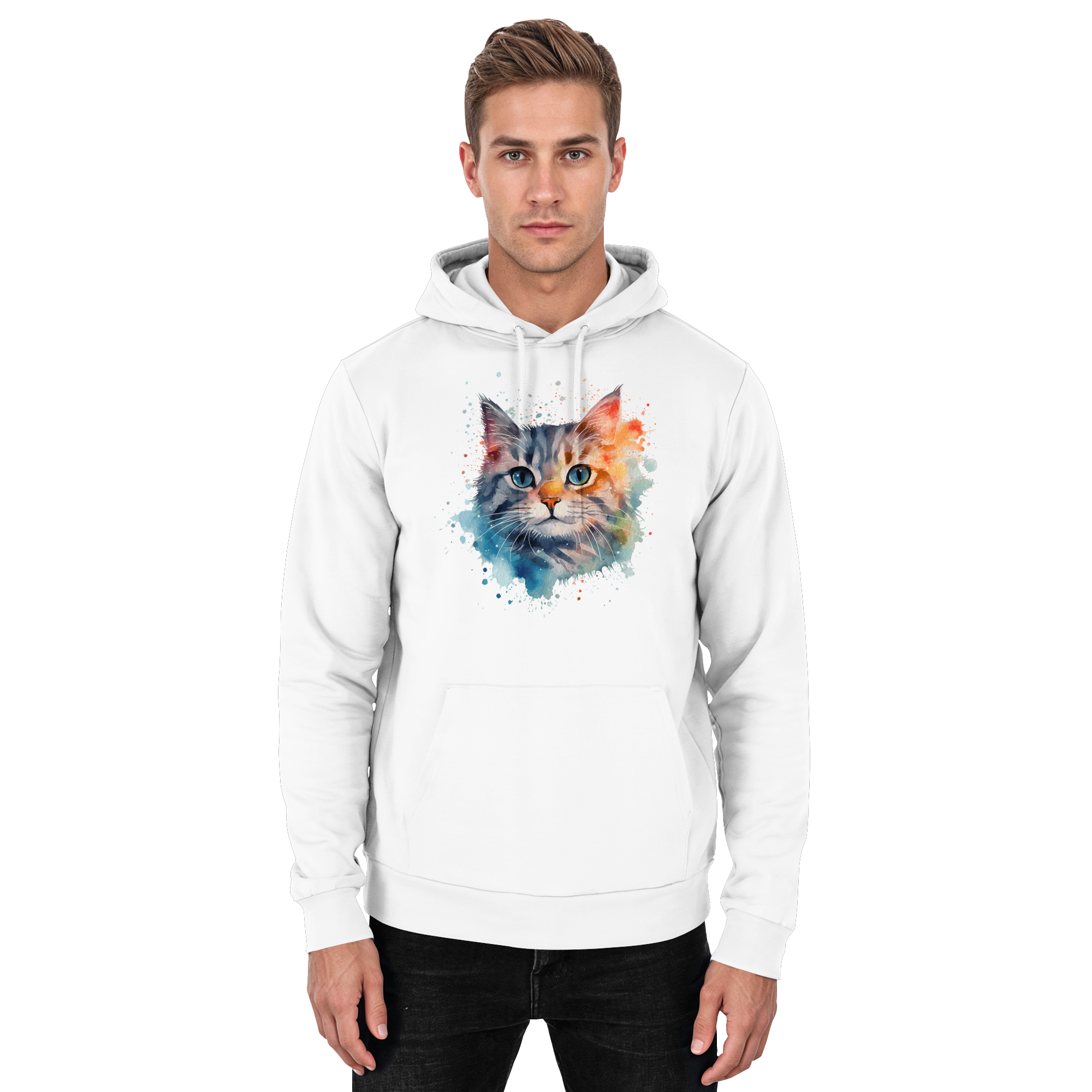 Getigerte Katze im Aquarellstil - Basic Unisex Hoodie